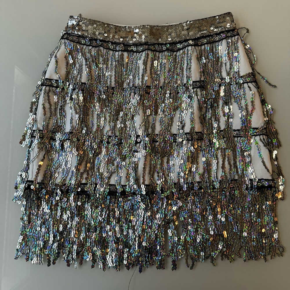 Boohoo Night Skirt Salsa Bachata Dance Rave Concert Sequin Tassel